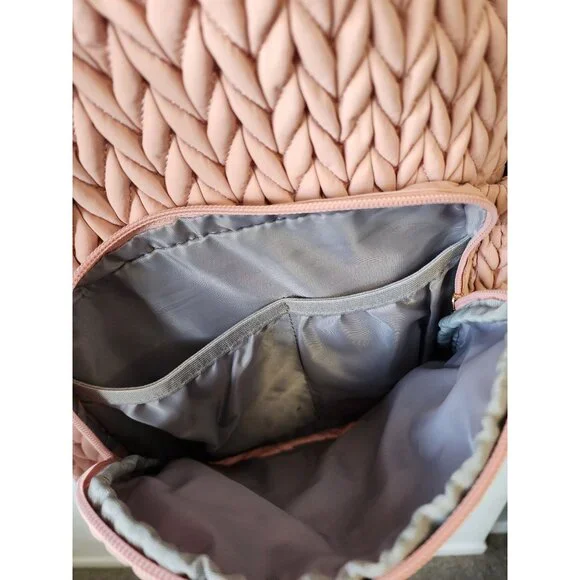 Bagsmart blush pink puffer braided 14" lightweight backpack - Picture 5 of 7